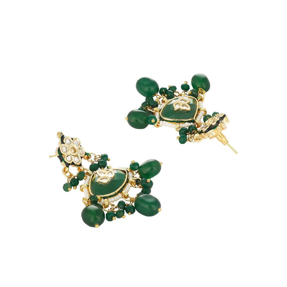 Nuyug 22K Gold Plated Arc Kundan Ruby Drops Necklace | Grocsy