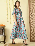 Myshka Women's Multi Printed Velvet Party Dress | Grocsy
