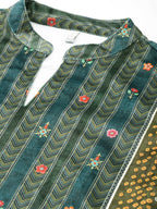 Ahalyaa Women Printed Gotta Patti Velvet Kurta - Green Color | Grocsy