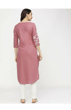 Cheera Embellished Daily Wear Cotton Blend Kurta - Peach | Grocsy