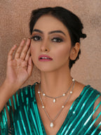 Layered Pearl and Silver Neckpiece (silver) - Ruby Raang | Grocsy