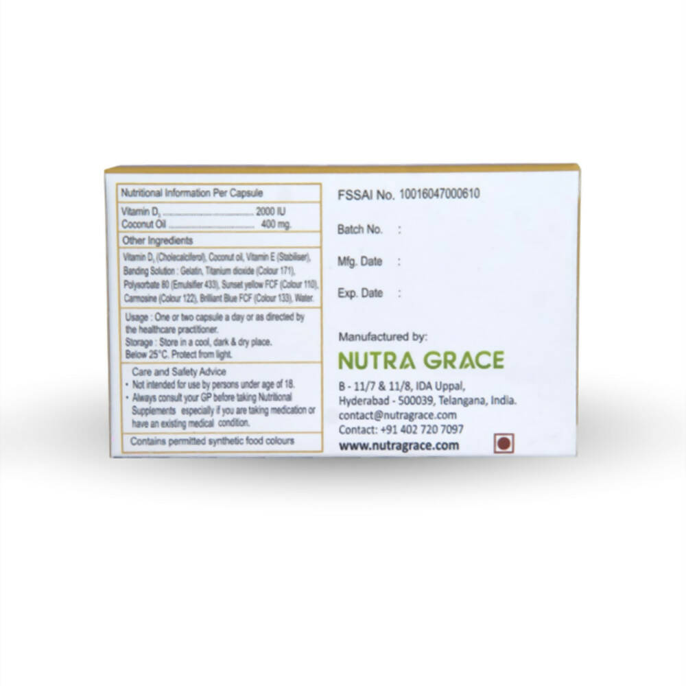 Nutra Grace D3 2k Vitamin D3 2000 I.U Capsules | Grocsy