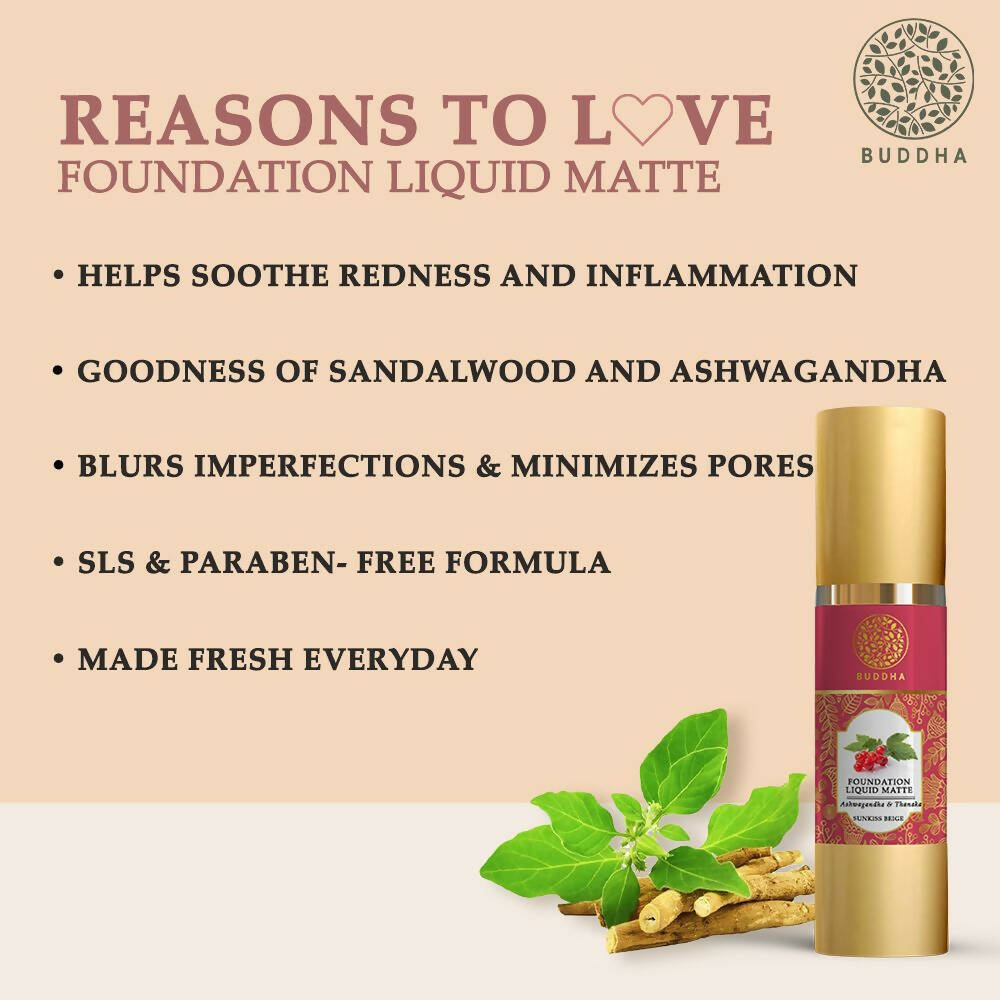 Buddha Natural Liquid Foundation Matte Sunkiss Beige | Grocsy