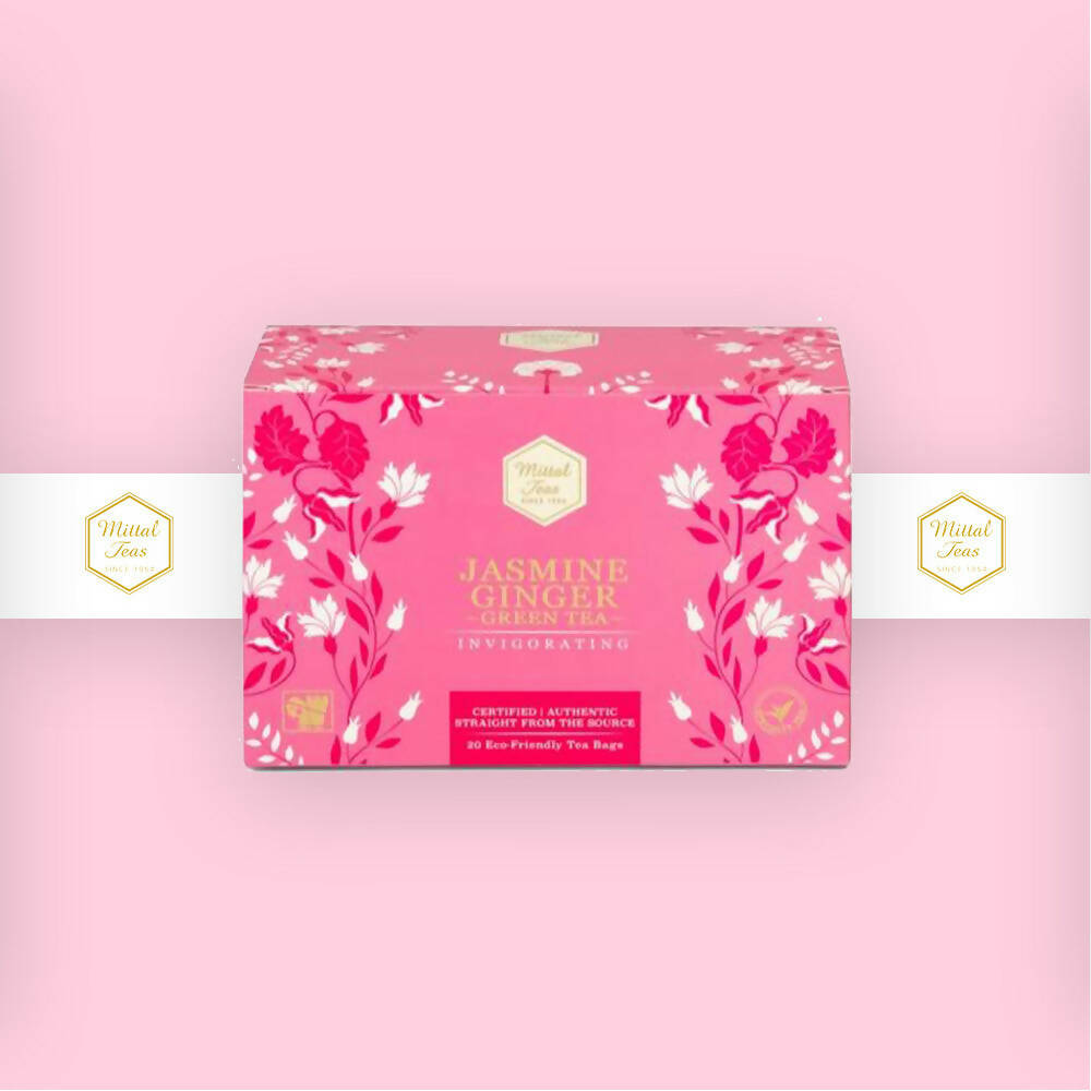 Mittal Teas Jasmine Ginger Green Tea - Eco Friendly Bags | Grocsy