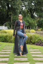 Vastranavya Black Navratri Special Kutchi Patch Work with Leheriya Printed Kurti | Grocsy