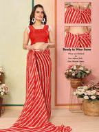 Red Georgette Designer Printed Ready To Wear Saree - Elite | Grocsy