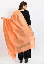 Mominos Fashion Moeza Women's Banarsi Silk Woven Design Peach Dupatta | Grocsy