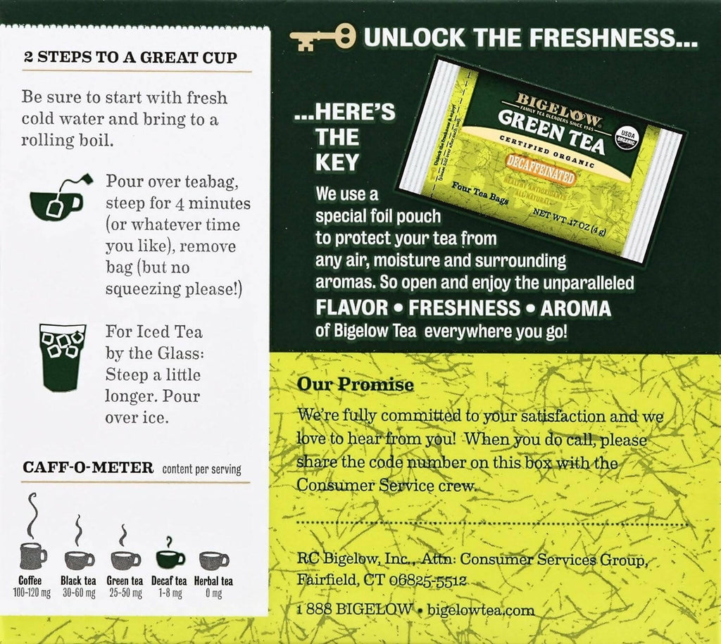 Bigelow DeCafeeinated Organic Green Tea | Grocsy