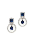 Stone kundan earrings (Blue) - Ruby Raang | Grocsy