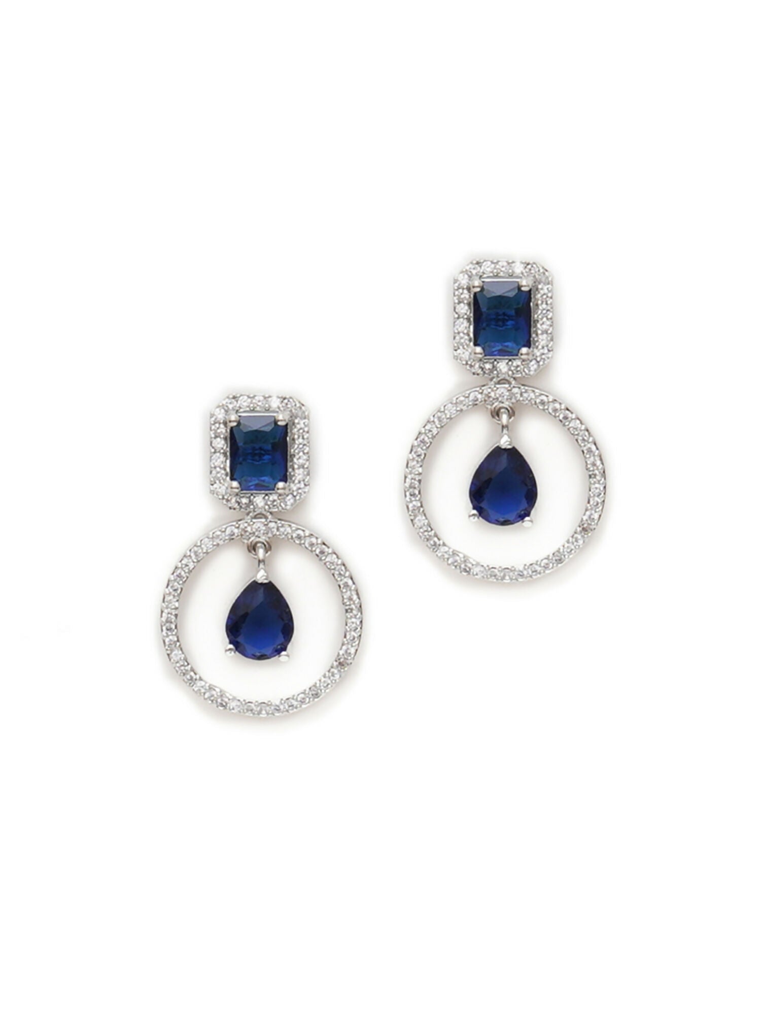Stone kundan earrings (Blue) - Ruby Raang | Grocsy
