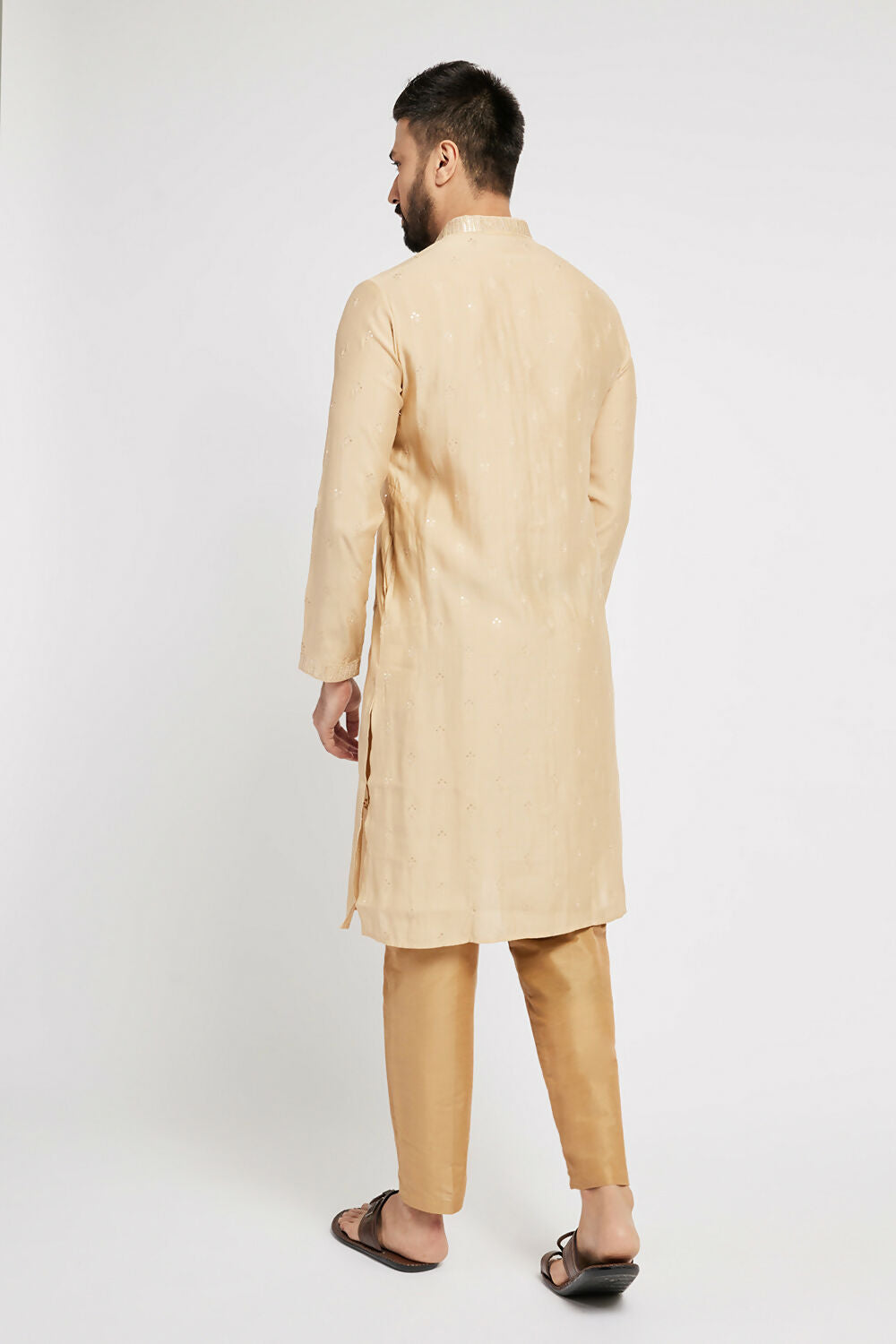 Ethnic India Beige Men's Kurta Ethnic Motifs | Grocsy
