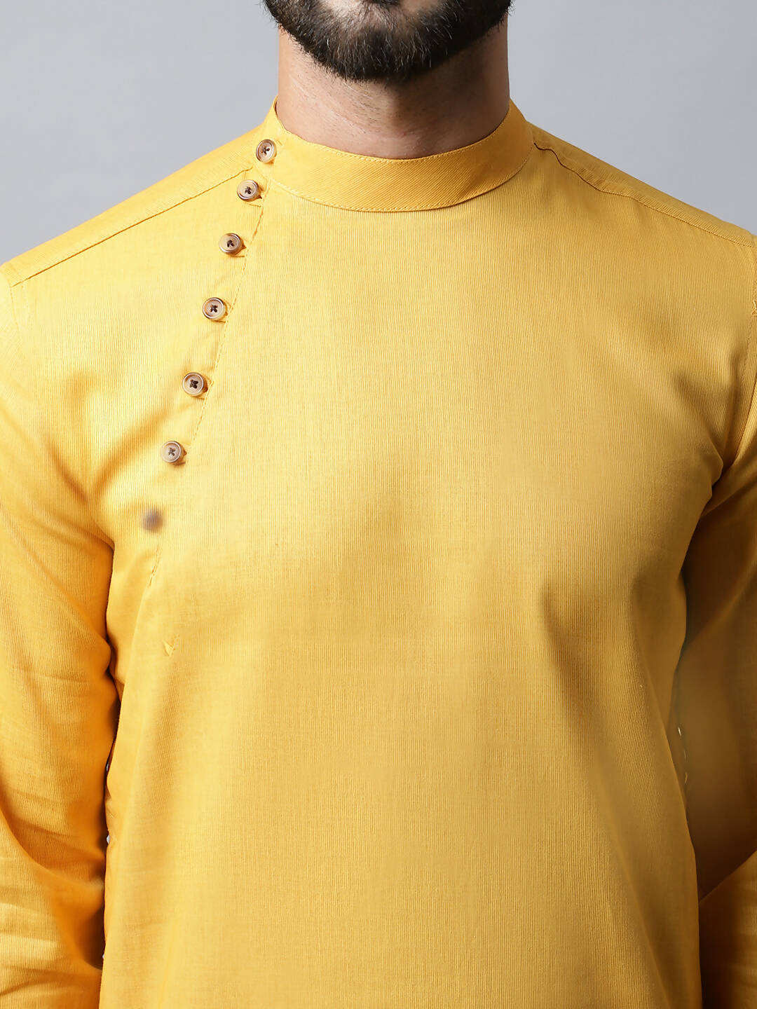 Even Apparels Yellow Color Pure Cotton Men's Kurta With Side Placket (SLD1130) | Grocsy