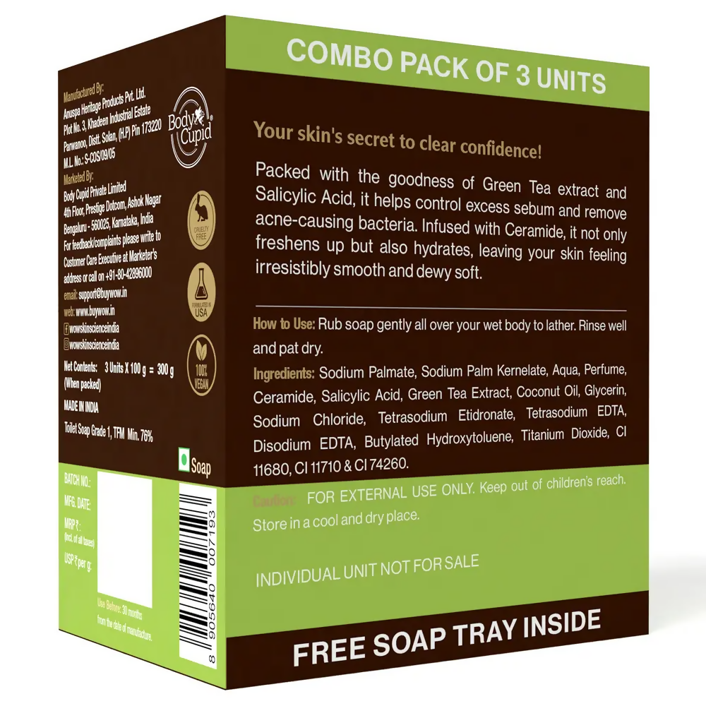 Wow Skin Science Green Tea & Ceramide Moisturizing Soap | Grocsy
