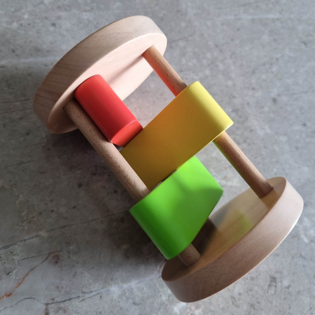 Nesta Toys Wooden Rattle Roll Clacker for Babies (6+ Months), Musical Toy for Sensory Exploration and Fine Motor Skills Development, Montessori Toy | Grocsy