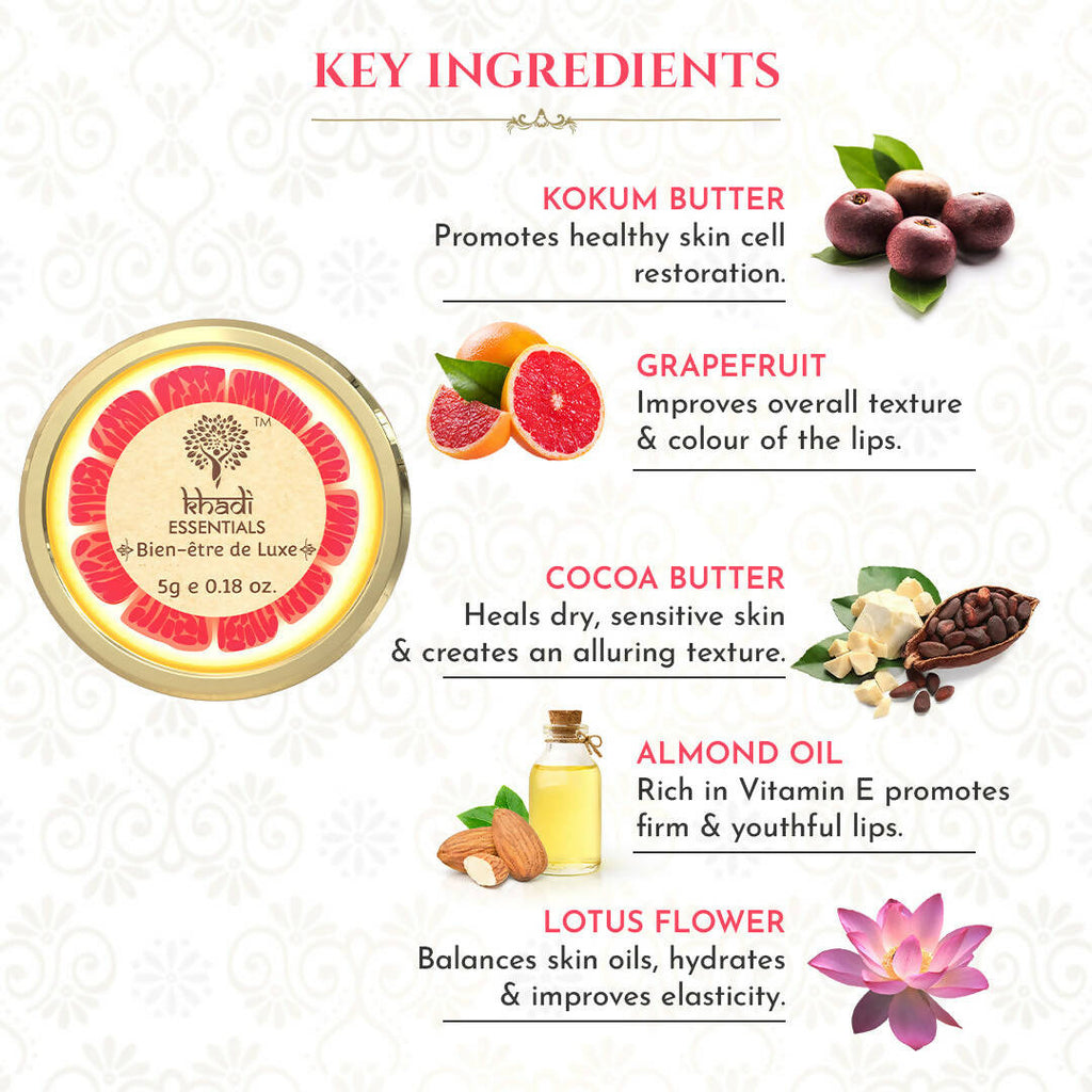 Khadi Essentials Wine Grapefruit Lip Balm | Grocsy