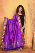 Very Much Indian Pure Silk Handloom Traditional Paithani Dupatta - Violet | Grocsy