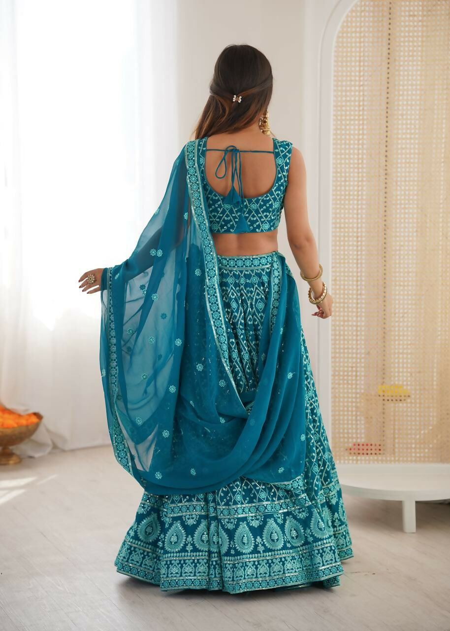 Lehenga Mart Designer Indian Wedding Lehenga Choli-Blue | Grocsy