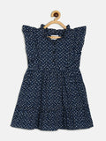 Manet Girls Cotton Frill Sleeve Frock Flower Print - Blue | Grocsy