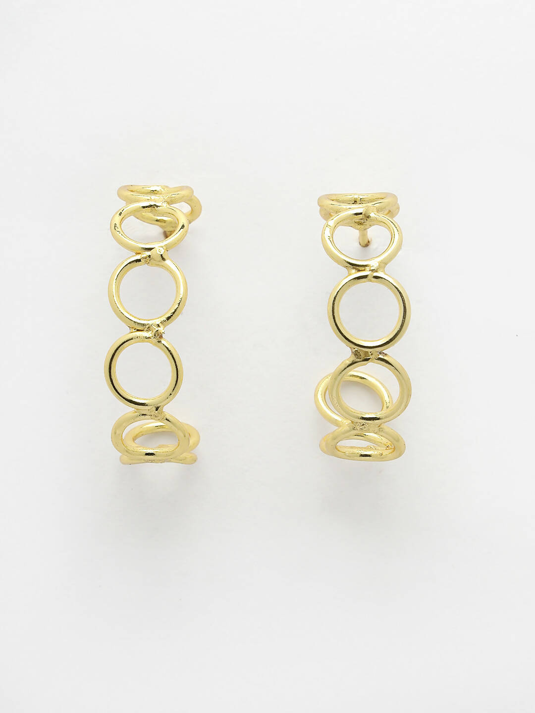 NVR Women Gold-Polished Contemporary Half Hoop Earrings