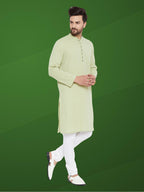 Even Apparels Men's Solid Green Linen Kurta | Grocsy