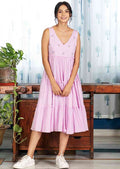 Pimu Midi Dress with Embroidered for Women - Peach | Grocsy