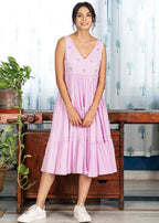Pimu Midi Dress with Embroidered for Women - Peach | Grocsy