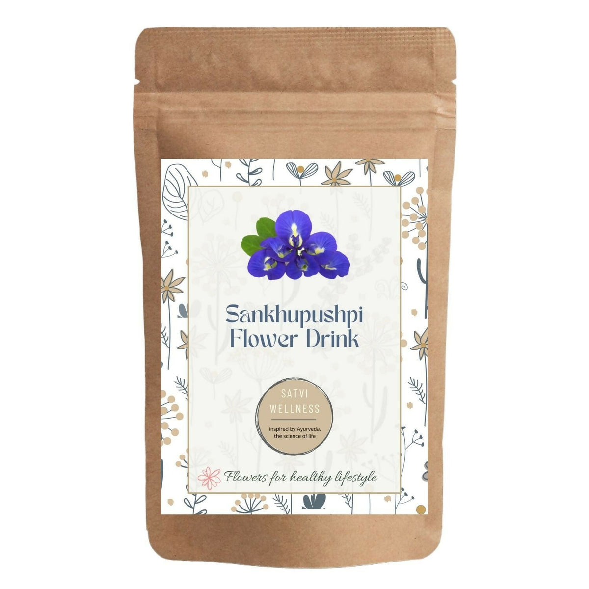 Satvi Wellness Shankhupushpi Flower Tea | Blue Butterfly Pea Tea | Blue Tea Mix | Herbal Tea | Grocsy