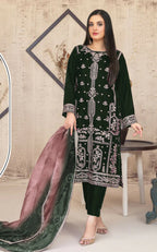 Anaita Green Velvet Suit with Embroidery Sequence Work | Grocsy