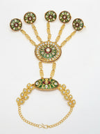NVR Women's Gold-Polished CZ Stone-Studded Handcrafted Ring Bracelet | Grocsy