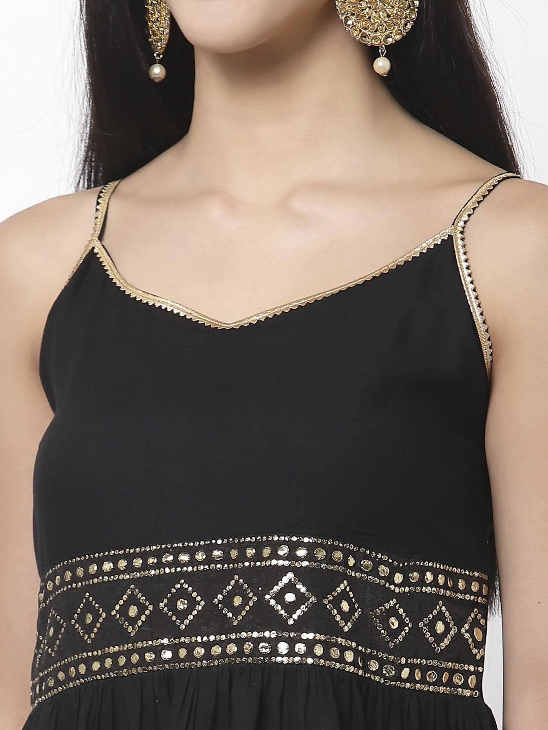Myshka Women Black Rayon Solid Sleeveless Round Neck Kurta With Sharara & Dupatta Set | Grocsy