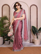 Teeya Creation New Trendy Stylish Party Wear Silk Saree-Beige | Grocsy