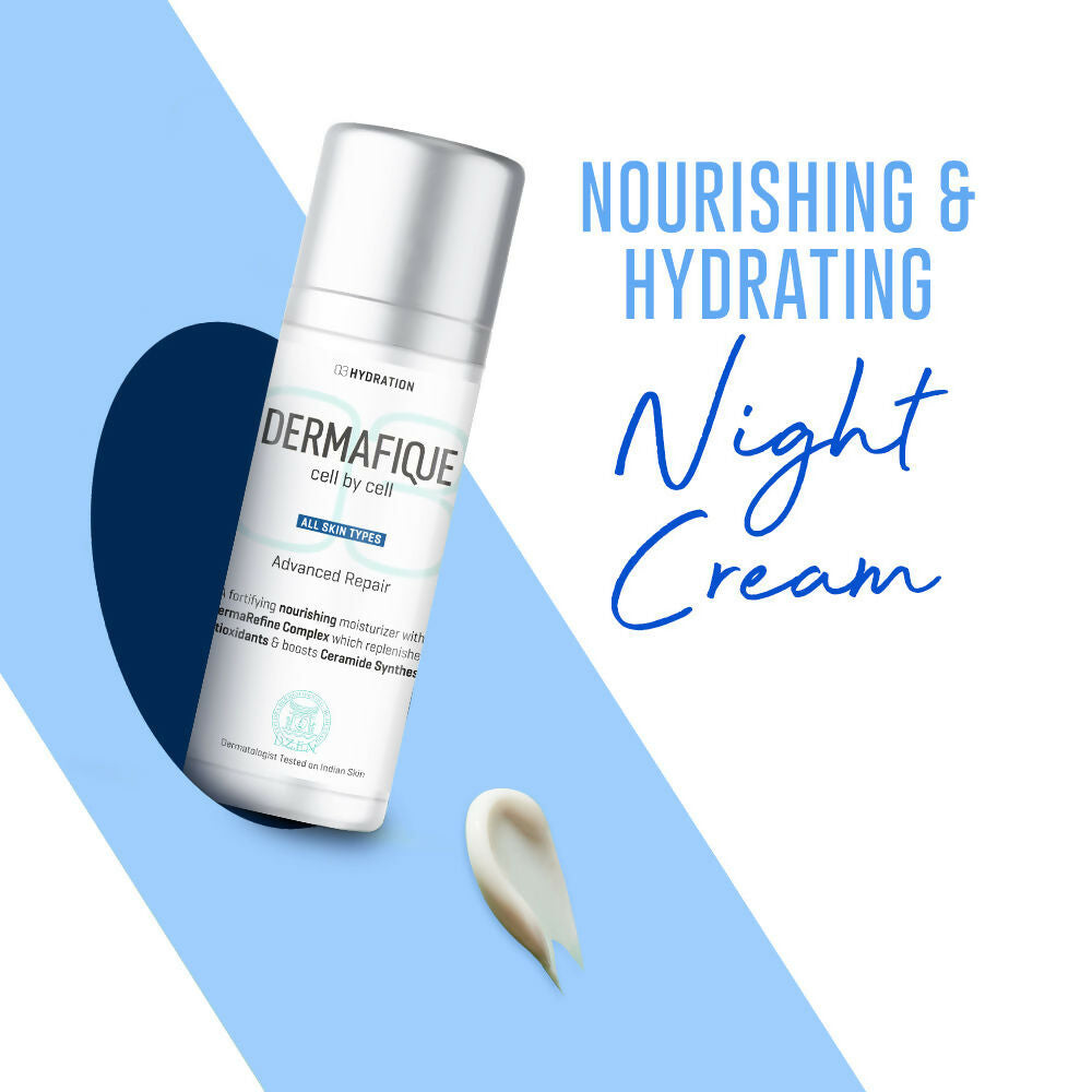 Dermafique Advanced Repair Night Cream With Niacinamide, Repairs Skin Damage | Grocsy
