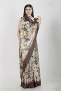 Aayaa Designer Printed Satin Saree - Multi Color | Grocsy