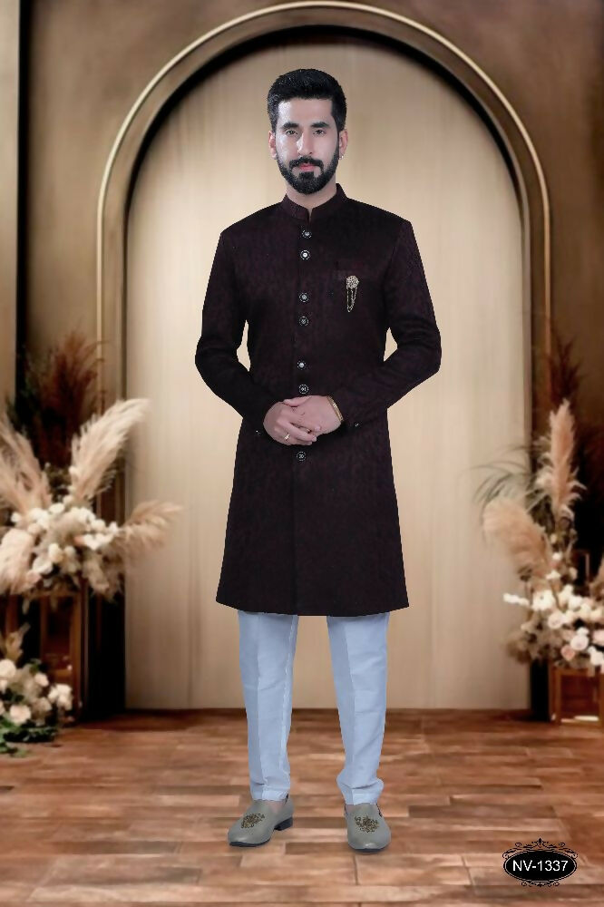 Joban Fashion Men's Maroon Satin Kurta with Pyjama | Grocsy
