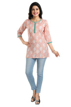 Snehal Creations Pretty Pastel Peach Rayon Short Kurti Tunic Top | Grocsy