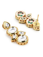 White Gold-Toned Contemporary Gold-Polished Drops Earrings - Ruby Raang | Grocsy