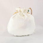 JS Fashion Bridal Silk Brocade Potli Bag with Pearl Border & Beaded Handle | Grocsy