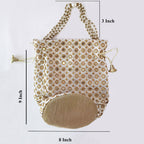 JS Fashion Cream & Gold Embroidered Potli Bag with Bead Work | Grocsy