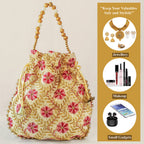 JS Fashion Embroidered Handcrafted Wedding Potli Bag with Beads | Grocsy
