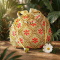 JS Fashion Embroidered Handcrafted Wedding Potli Bag with Beads | Grocsy