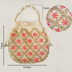 JS Fashion Embroidered Handcrafted Wedding Potli Bag with Beads | Grocsy