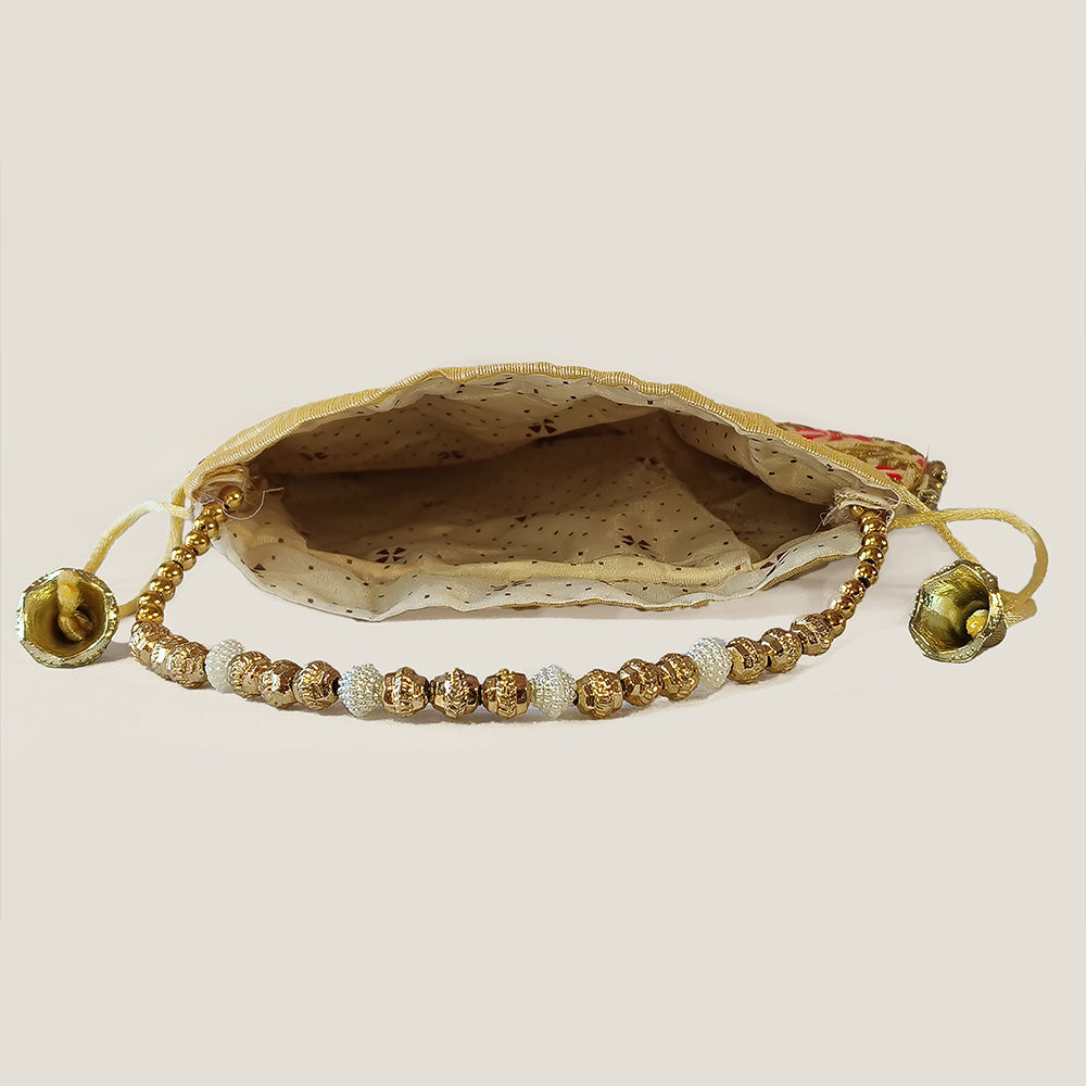 JS Fashion Embroidered Handcrafted Wedding Potli Bag with Beads | Grocsy
