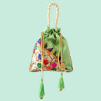 JS Fashion Embroidered Handcrafted Wedding Potli Bag with Beads | Grocsy