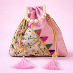 JS Fashion Embroidered Handcrafted Wedding Potli Bag with Beads | Grocsy