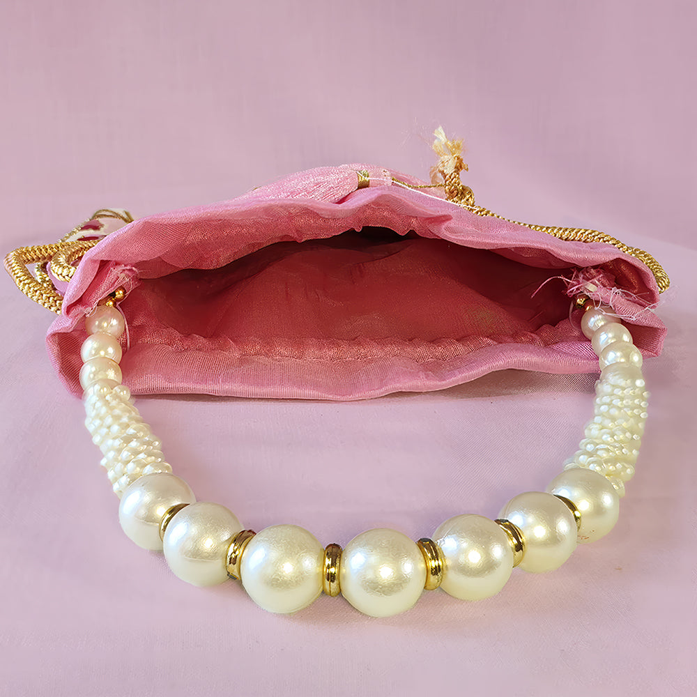 JS Fashion Embroidered Handcrafted Wedding Potli Bag with Beads | Grocsy