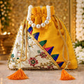 JS Fashion Embroidered Handcrafted Wedding Potli Bag with Beads | Grocsy