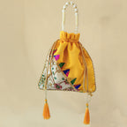 JS Fashion Embroidered Handcrafted Wedding Potli Bag with Beads | Grocsy
