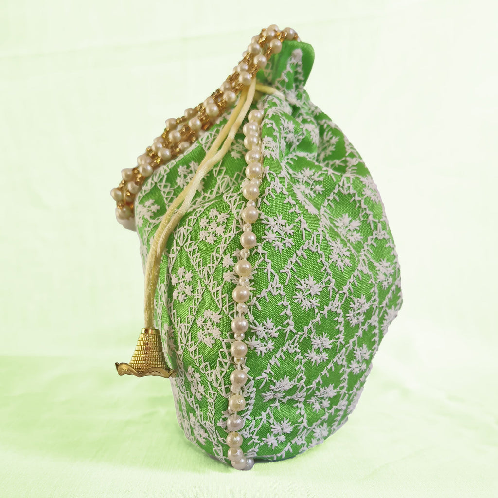 JS Fashion Embroidered Handcrafted Wedding Potli Bag with Beads | Grocsy