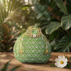 JS Fashion Embroidered Handcrafted Wedding Potli Bag with Beads | Grocsy