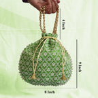 JS Fashion Embroidered Handcrafted Wedding Potli Bag with Beads | Grocsy
